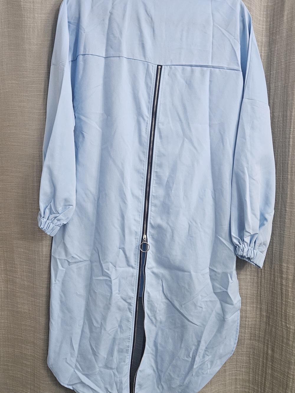 Light Blue Long Zip-Back Blouse Shirt